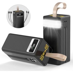 GDTINA 60000mAh Power-Banks Fast Charging -LED Display Detachable Built-in Cables -LED Light Flashlight